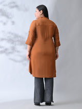 Dark Mustard Elegance Rayon Straight Kurta for Women