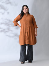 Dark Mustard Elegance Rayon Straight Kurta for Women