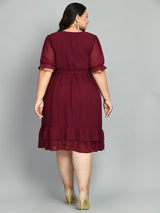 Plus Size Plus Size Glowing Wine Georgette Dress