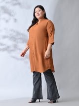 Dark Mustard Elegance Rayon Straight Kurta for Women