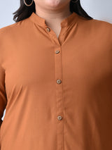 Dark Mustard Elegance Rayon Straight Kurta for Women