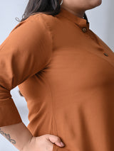 Dark Mustard Elegance Rayon Straight Kurta for Women