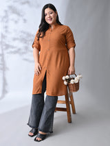 Dark Mustard Elegance Rayon Straight Kurta for Women