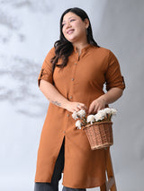 Dark Mustard Elegance Rayon Straight Kurta for Women