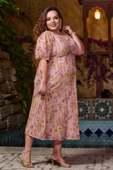 Plus Size Blush Pink Floral Sequin Top and Skirt Co-ord Set