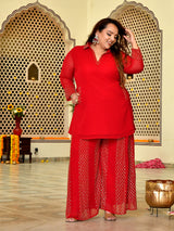 Crimson Charm Red Festive Co-Ord Set