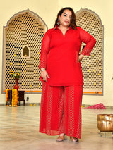 Crimson Charm Red Festive Co-Ord Set
