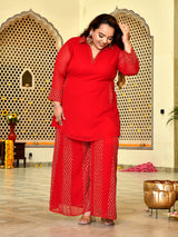 Crimson Charm Red Festive Co-Ord Set