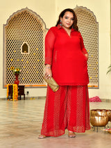 Crimson Charm Red Festive Co-Ord Set