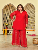 Crimson Charm Red Festive Co-Ord Set