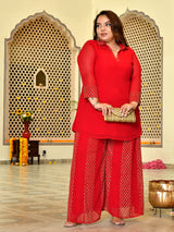 Crimson Charm Red Festive Co-Ord Set