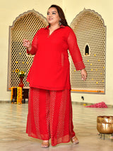 Crimson Charm Red Festive Co-Ord Set