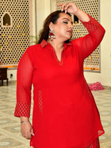Crimson Charm Red Festive Co-Ord Set