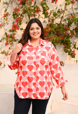 Plus Size Heart Bloom Shirt | Desinoor
