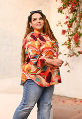 Plus Size Boho Swirl Abstract Shirt | Desinoor