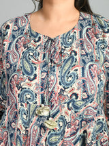 Plus Size Midnight Teal Floral Anarkali with Designer Dupatta