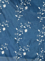 Plus Size Midnight Teal Floral Anarkali with Designer Dupatta