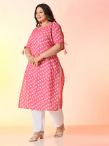 Plus Size Pink Batik Cotton Kurta