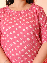Plus Size Pink Batik Cotton Kurta