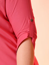 Plus Size Pink Straight Solid Rayon Kurta