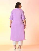 Plus Size Lilac Straight Solid Rayon Kurta