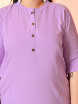 Plus Size Lilac Straight Solid Rayon Kurta