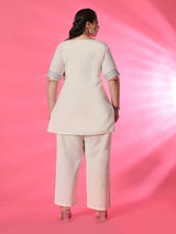 Plus Size Off White Cotton Flex Co-ord Set