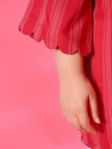 Plus Size Rani Pink Striped Short Kurta