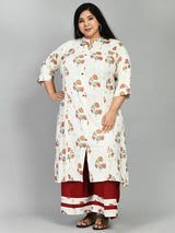 Plus Size Blossom Floral Prints Kurta Palazzo Set