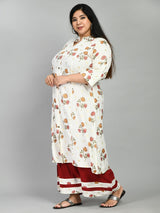 Plus Size Blossom Floral Prints Kurta Palazzo Set