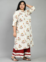 Plus Size Blossom Floral Prints Kurta Palazzo Set