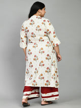 Plus Size Blossom Floral Prints Kurta Palazzo Set