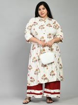 Plus Size Blossom Floral Prints Kurta Palazzo Set