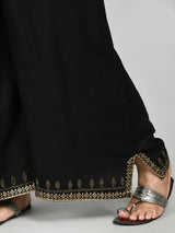 Plus Size Lavish Black Kurta Palazzo Set