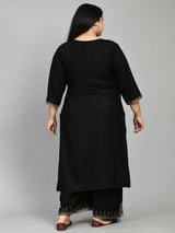 Plus Size Lavish Black Kurta Palazzo Set