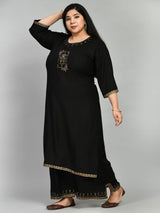 Plus Size Lavish Black Kurta Palazzo Set