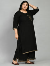 Plus Size Lavish Black Kurta Palazzo Set