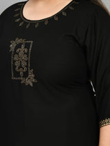 Plus Size Lavish Black Kurta Palazzo Set