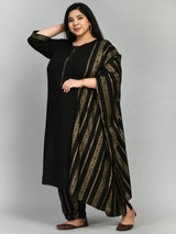 Plus Size Raven Black & Gold Kurta Set