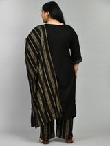 Plus Size Raven Black & Gold Kurta Set