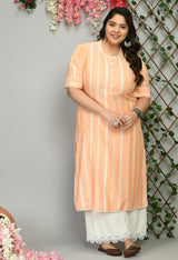 Plus Size Striped Peach Kurta