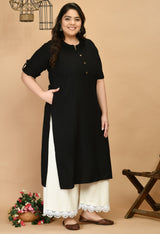 Plus Size Plus Size Solid Black Kurta