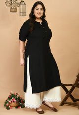 Plus Size Plus Size Solid Black Kurta
