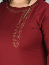 Plus Size Live Maroon Kurta Pant Set with Dupatta