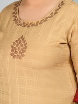 Plus Size Self Design Beige Kurta Palazzo Set