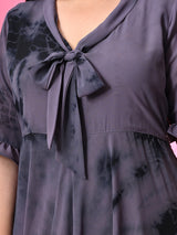 Plus Size Lively Lavender Tie Dye Georgette Knot Dress