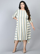 Plus Size Plus Size Striped Green Midi Dress