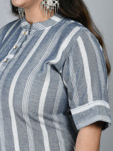 Plus Size Striped Grey Kurta