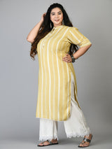 Plus Size Mustard Striped Kurta