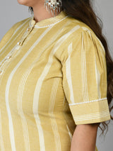 Plus Size Mustard Striped Kurta